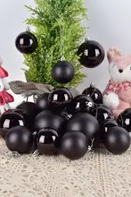 クリスマスウィンドウ装飾用吊り球【ブラック・電気メッキ・飾り用】