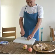 エプロン メンズ レディース ノースリーブ 無地 シンプル 綿麻 リネン 汚れにくい キッチン 家事
