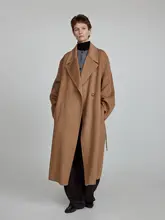 30.R レディース 大きなラペルダブルフェイスコート【高支羊毛・カシミヤ・シルク・イタリアンクラシックデザイン】