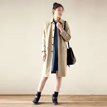 レトロスタイル 大きいサイズ ゆったり通勤用 ガウンコート【ポケット付き・ストレートデザイン・春秋用・単色】