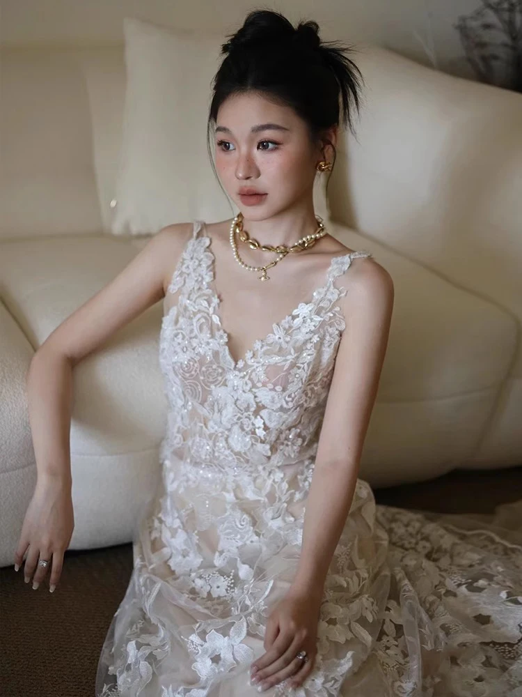 フランス風レース軽婚纱【新婦用・エレガントデザイン・ウェディング】
