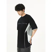 アメリカンレトロ風 サッカーデザインTシャツ【男女兼用・カラーブロック・ショートスリーブ】