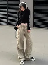 立体ポケット付きカジュアルワークパンツ【春季トレンド・女性用・ストリートスタイル】