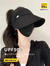 夏用空頂のフラットビルフィッシャーハット【高いポニーテール対応・日焼け防止】