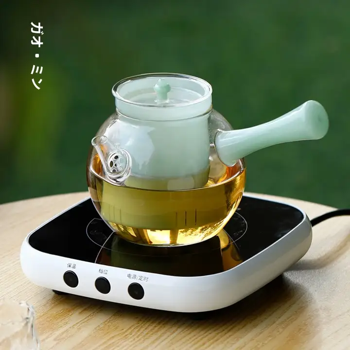 耐熱ガラス製サイドハンドルティーポット【茶水分離・家庭用・女性向け】