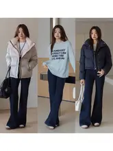 王妃家 ブラック 厚手 フリース デニムパンツ【春秋用・細身・ストレート・フレア】