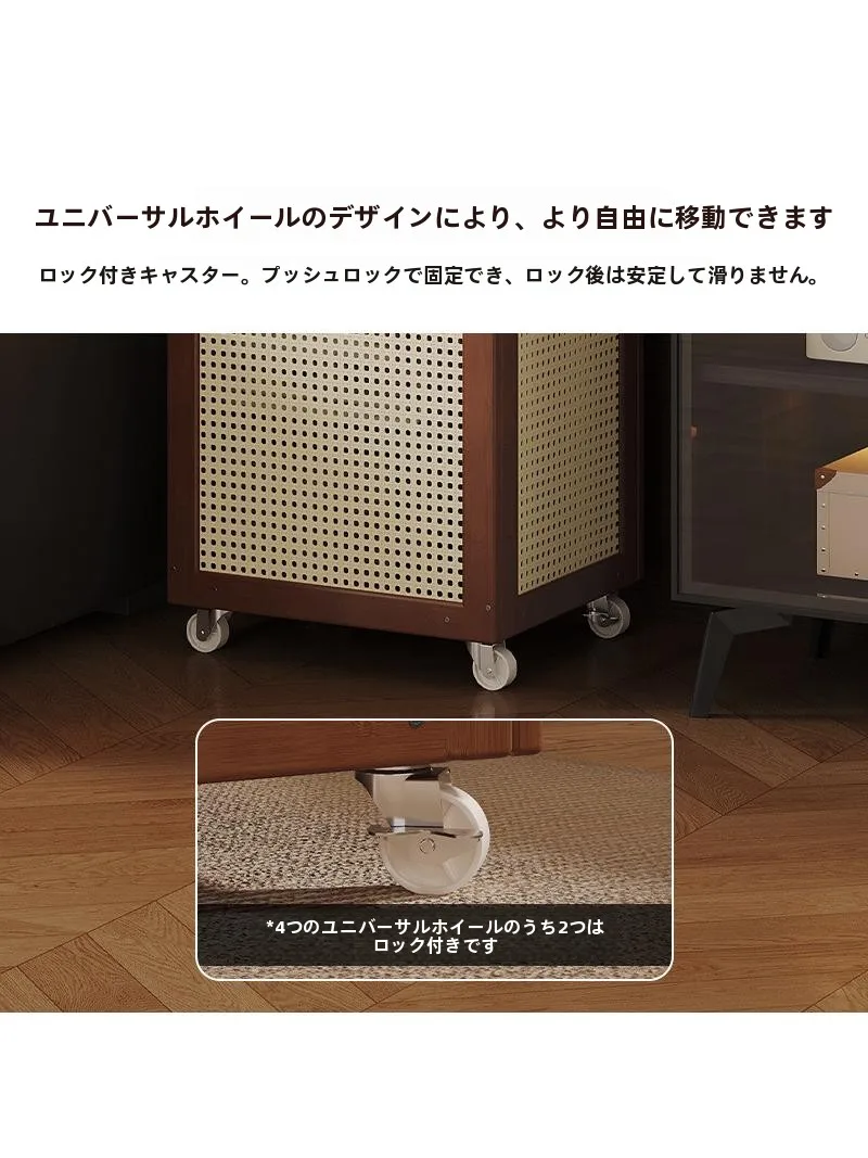 中古風のキャスター付きランドリーバスケット：衣類収納に最適な実用性とデザインのバランス