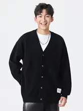 Vネックニットカーディガン メンズ 秋冬用【厚手・保温・レトロデザイン】