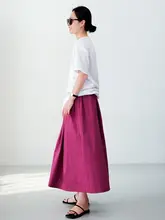 春秋用 ハーバー風花苞ロングスカート【プリーツミディスカート・フレアデザイン】（セットアップ対応）