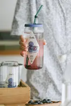 耐熱ガラス グラス 蓋付き ストロー付き コーラ缶デザイン 大容量 レディース 「GOING HOME」