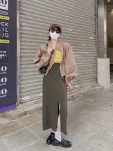 花田 半身スカート【春秋用・中長丈・高腰・Aライン・スリット入り】