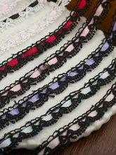 黒白リボンのカラフルサテンリボンフリル【極上の柔らかさ・手づくり服装用】