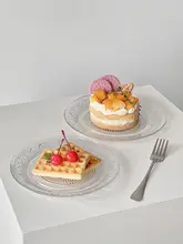レトロデザインのガラス製フルーツプレート【リビング用・サラダ・スナック・朝食用】