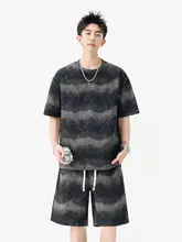 アメリカンデザインのグラデーションカラーカジュアルスポーツウェア【メンズ・半袖Tシャツ・ショートパンツ】（セットアップ対応）