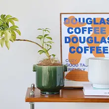 北欧風 シンプルでレトロなデザインの陶器プランター【観葉植物用・デスクトップ装飾】（セットアップ対応）