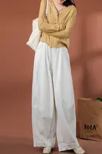 黒白映画風のレトロデザインのコットンデニムパンツ【ゆったりフィット・ワイドレッグ】