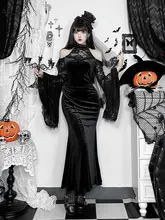 ゴシックウィッチコスプレドレス【新中式・ブラック・フィット＆フィッシュテールデザイン】