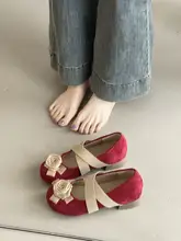 バレエ風レディースシューズ【春用・粗いヒール・クロスストラップ・マリージェーン】