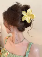 卵型花柄ヘアクリップ【グラデーション・後頭部用】