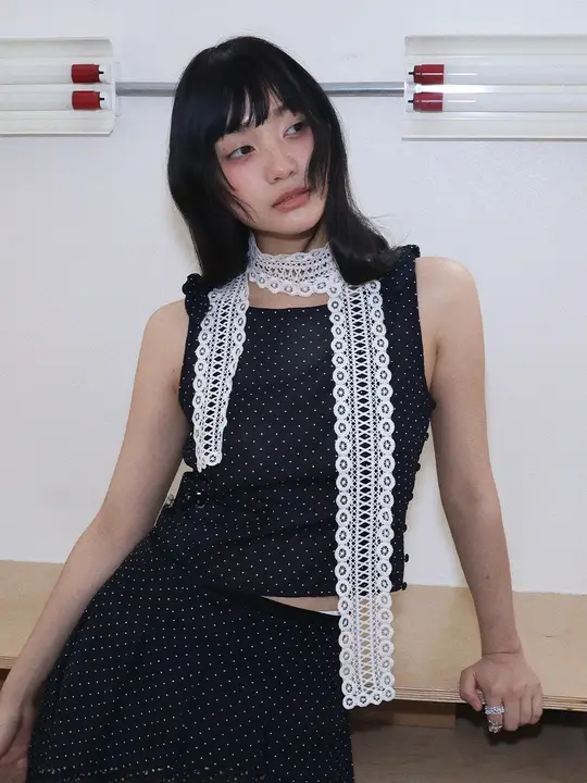 レトロなレースデザインの細長いスカーフ【春夏用・多用途・ファッションアクセサリー】