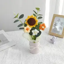 リアルな造花の編み込みブーケ【チューリップ・バラ・ひまわり・誕生日祝い】