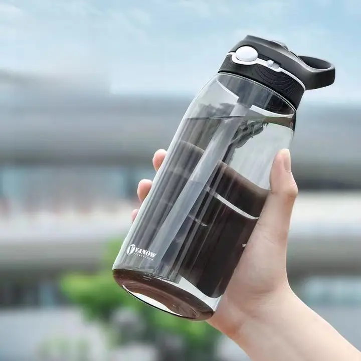 vanow 高温耐性 吸管付きプラスチック水筒【大容量・男女兼用・フィットネス・携帯便利】