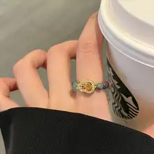 碧玺ハスの花モチーフリング【女性用・高級感・弾力性】