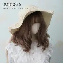 麦わら帽子 日除け帽子 夏 海辺 紫外線防止 大きなツバ ロリータスタイル