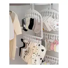 多機能クリップ付きベビー衣類ハンガー【収納便利・洗濯用・家庭用】（セットアップ対応）