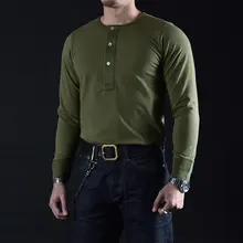 柴米 アメリカンスタイル ヴィンテージ長袖ヘンリーネックTシャツ【フィット感・バイカー用・秋冬対応】