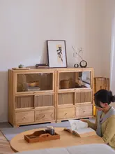 白蜡木製 用途多様な収納キャビネット【ガラス蓋・防塵・大容量】