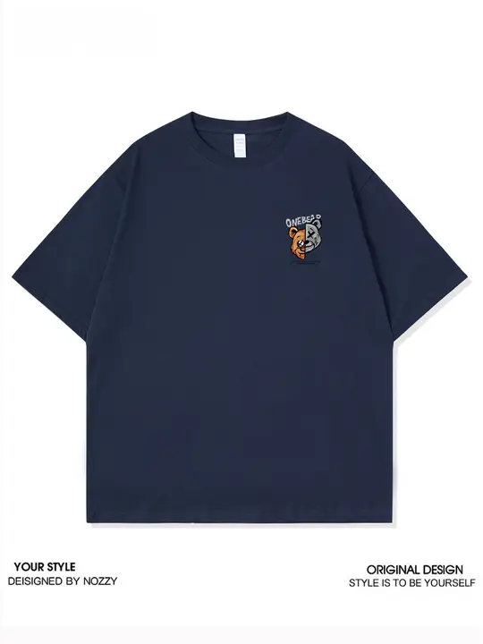 クルーネック 半袖Tシャツ【クマプリント・シンプル・カジュアル・フィット】