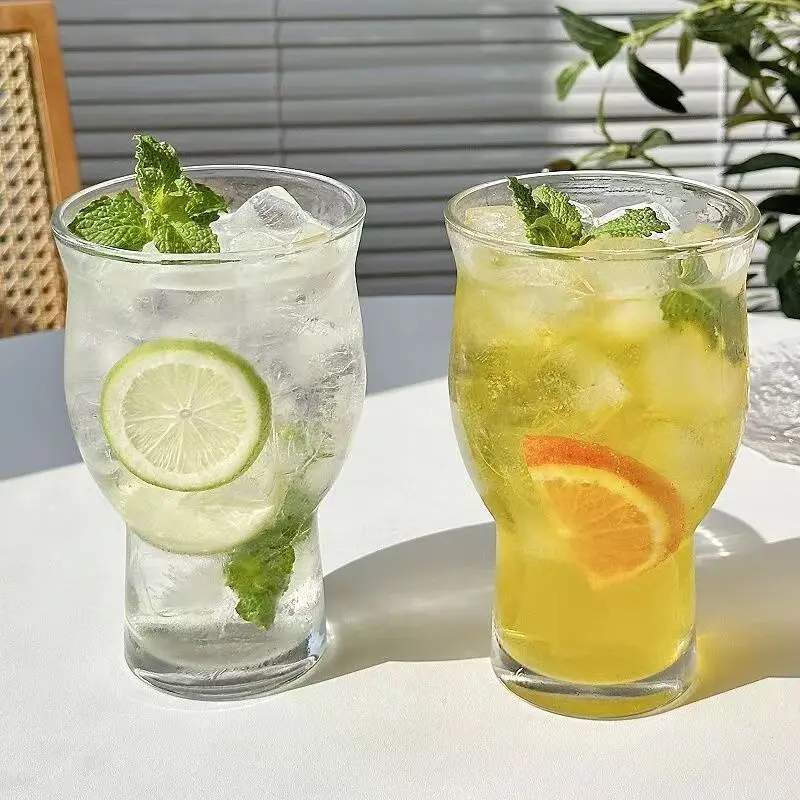 レトロなワイド口ガラスカップ【アイスコーヒー・大容量・ソーダ水用】