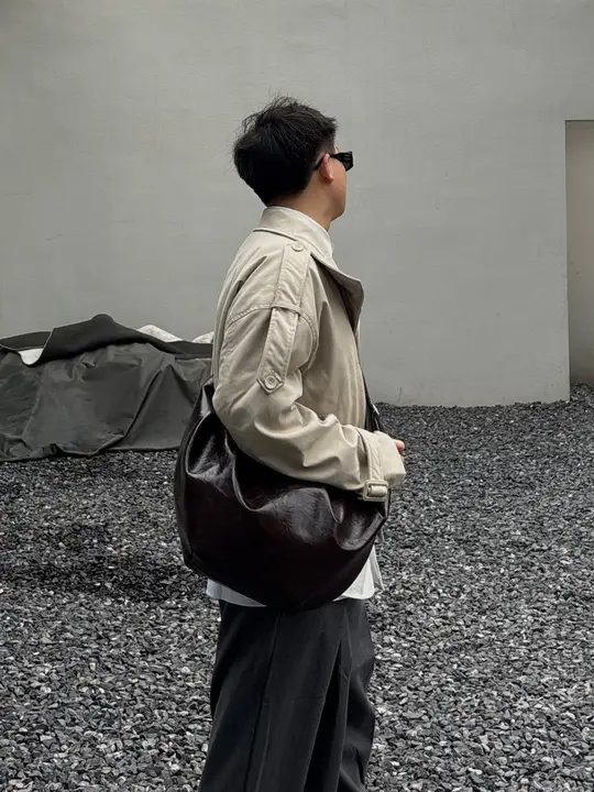 ダンプルバッグ トートバッグ ショルダーバッグ ユニセックス レザー ヴィンテージ ルーズ ストリート デザイナーズ「YUEN」