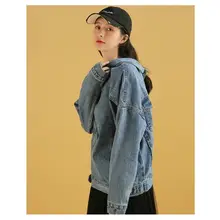 デニムジャケット レディース ゆったりしたデザイン【春秋用・中長丈・カジュアルスタイル】