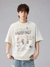 半袖Tシャツ ユニセックス ヘビーオンス ウォッシュ加工 グラフィティ柄 オーバーサイズ アメリカンストリート 着回し 夏