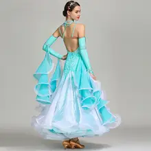 華やかなウォルツドレス【ビーズ装飾・大人用モダンダンス・演出衣装】