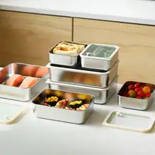 ステンレス製食品保存ボックス【304不鏡鋼・密閉蓋付き・冷蔵・冷凍対応・フルーツ・お弁当用】
