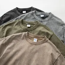 ヴィンテージ風 蜡染みルーズフィットTシャツ【クルーネック・半袖・カジュアル】