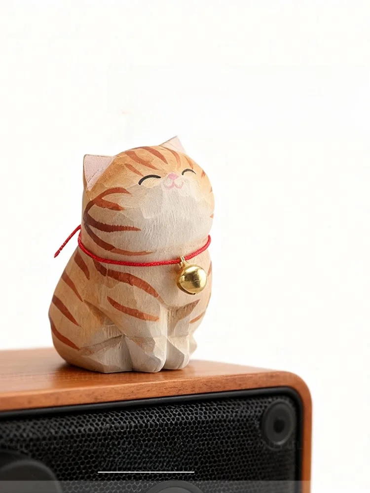 手作り木彫りの狸柄小猫デスクトップ飾り：猫モチーフ雑貨の選定基準と実用性解析