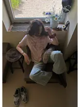 デニムパンツ レディース ワイドパンツ ヴィンテージ ダメージ加工 着痩せ 柔らかい 夏「JMWOMEN」