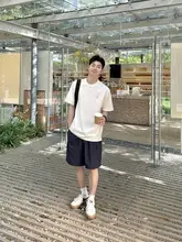 深青色 カジュアル ポケット付き ワークショートパンツ【ゆったりシンプルデザイン・夏用】