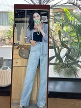 ハイウエストデニムパンツ【レディース・スリムフィット・フレア・春用】（セットアップ対応）