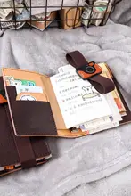 本革製A6/A7サイズの手作りバインダー手帳【カメラデザイン・コーヒー色】