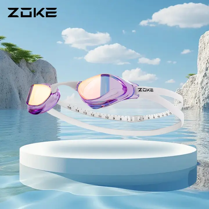 ZOKE スイミングゴーグル【電解膜・ノーグルーブ・大人用・防水・防曇・競技用】