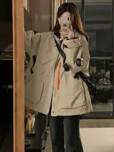 デザイン性のある厚手コットンジャケット【春秋用・ブラック・女性用・韓国風】