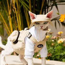猫用 ベスト ハーネス機能付き 防水生地 スフィンクス デボンレックス 無毛猫 アウトドア キャンプ お散歩