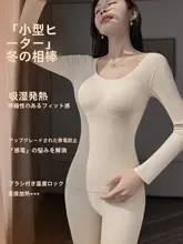 羊毛デロン保温インナーシャツ【胸パッド付き・加熱機能・秋冬用・トレンドデザイン】（セットアップ対応）