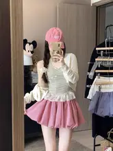 バイカラーチェックのフラワーボトムススカート【ハイウエスト・Aライン・秋用・ミニ丈】
