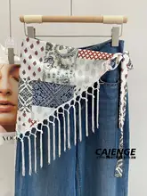 ヴィンテージ風カシューナッツフラワーハイウエストフリンジスカート【ウエストアクセサリー・女性用】（セットアップ対応）